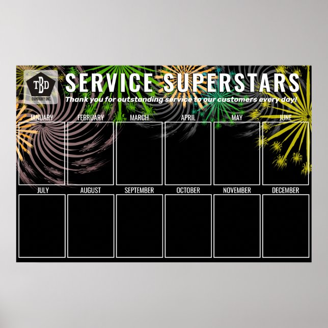 Medarbetare för visning av Fireworks-foto för måna Poster (Framsidan)