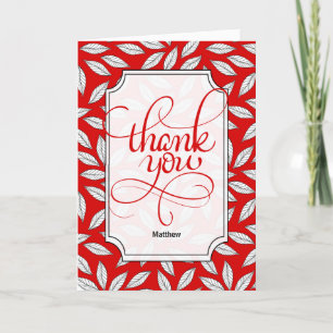 Medarbetare Modern Red and White Leafy Botanical Tack Kort