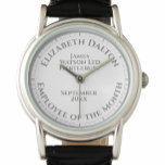 Medarbetare vid månadsutmärkelsen armbandsur<br><div class="desc">Vi presenterar vår elegant dam armklocka, en prestigefylld tidsartikel som är designad för att hedra minnet av månadens anställda, ett anmärkningsvärt erkännande av exceptionella resultat. Denna kloka klocka blir ett unikt minnesmärke för denna speciella ära, personlig med mottagarens namn, företag eller organisation och datum för utmärkelsen. Den här armbandsur, som...</div>