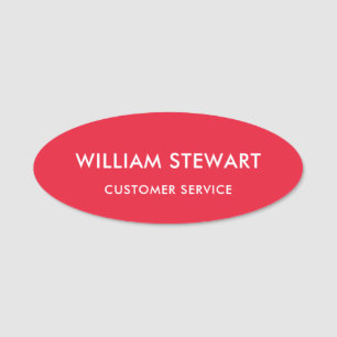 Medarbetare vid professionell Red Minimal Oval Emp Namnbricka