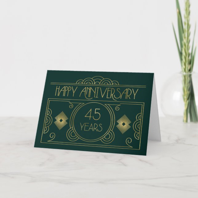 Medarbetarens 45-årsdag Art Deco-kort Kort (Framsida)