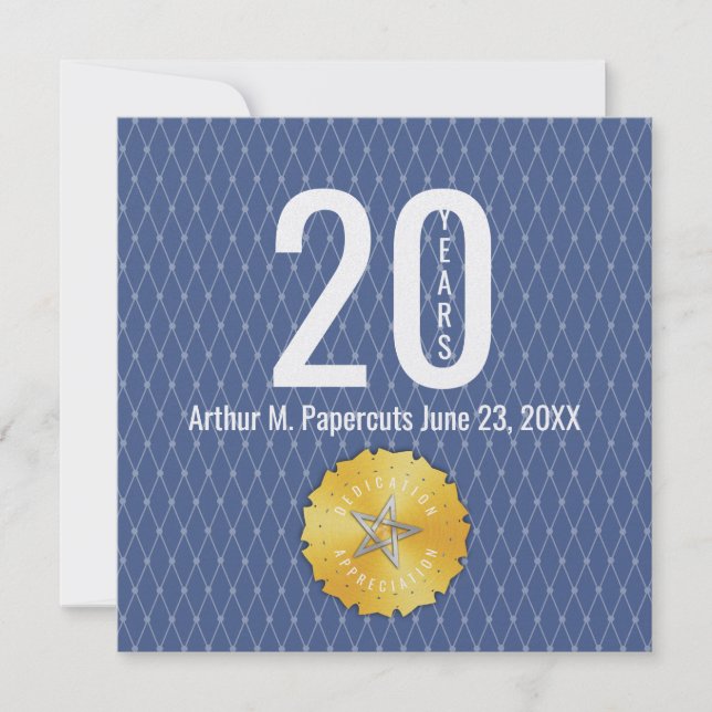 Medarbetarens milstolpe på årsdagen för 20-åriga p kort (Framsida)