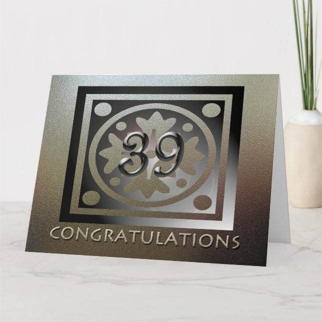 Medarbetares BIG 39-årsdag Elegant Golden Kort (Framsida)