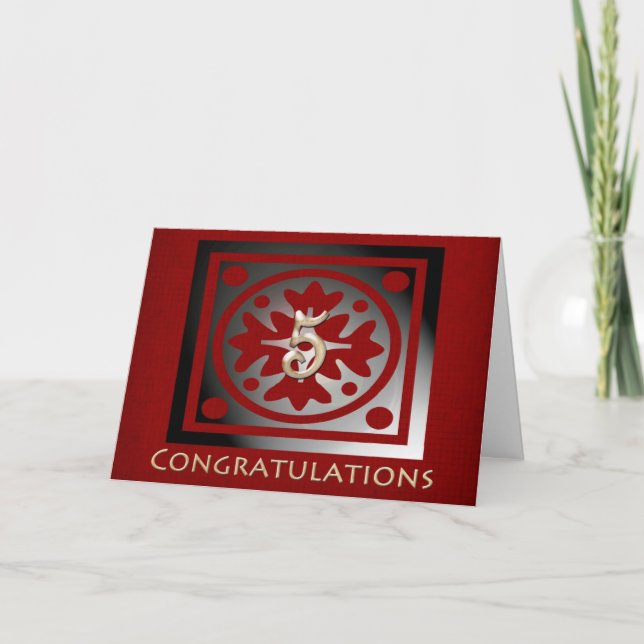 Medarbetares Elegant Red Oak på femårsdagen Kort (Framsida)