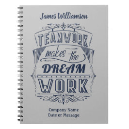 Medarbetarlagarbete Får Drömmen Att Fungera Anteckningsbok