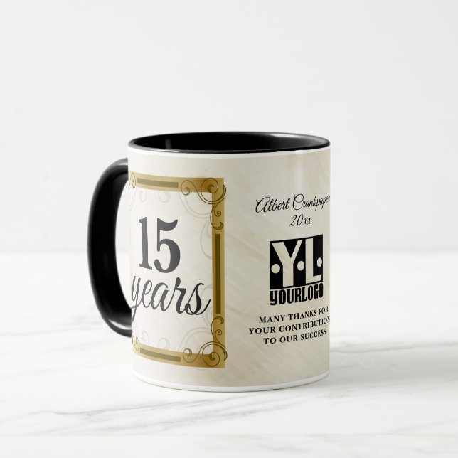 Medarbetarprestation jubileum milstolpe utmärkelse mugg (Framsida vänster)