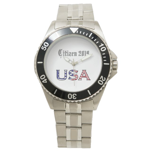 Medborgarår USA Stars och stripes Text Armbandsur (Framsida)
