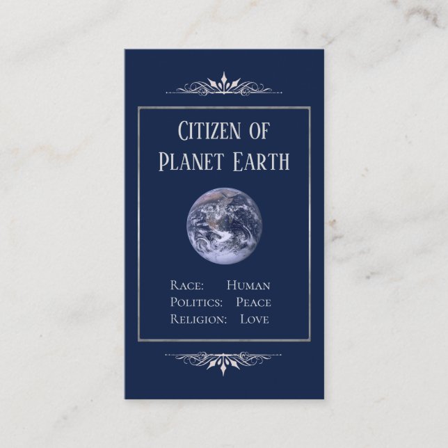 Medborgare i Planet Earth Visitkort (Framsida)