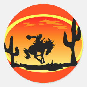 Medborgaredag av CowboyBroncosilhouetten Runt Klistermärke