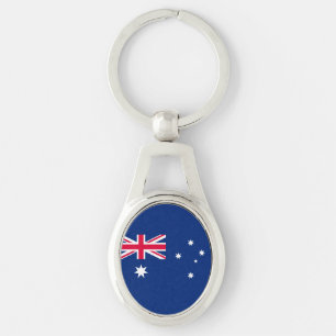 Medborgareflagga av Australien Ovalt Silverfärgad Nyckelring