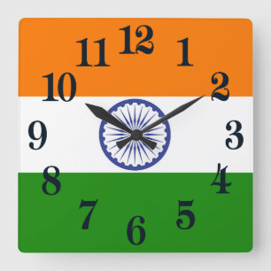 Medborgareflagga av Indien Ashoka Chakra Fyrkantig Klocka