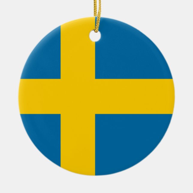 Medborgareflagga av sverigen julgransprydnad keramik (Framsidan)