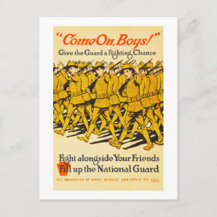 Medborgarevaktkom på propaganda för pojkar WWI Vykort