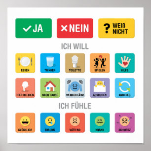 Meddelande 02 från tyska Autism AAC PECS-pekare Poster