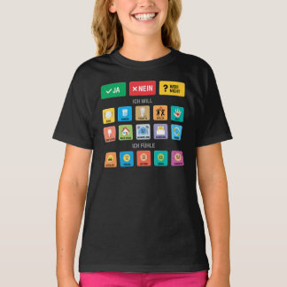 Meddelande 02 från tyska Autism AAC PECS-pekare T Shirt