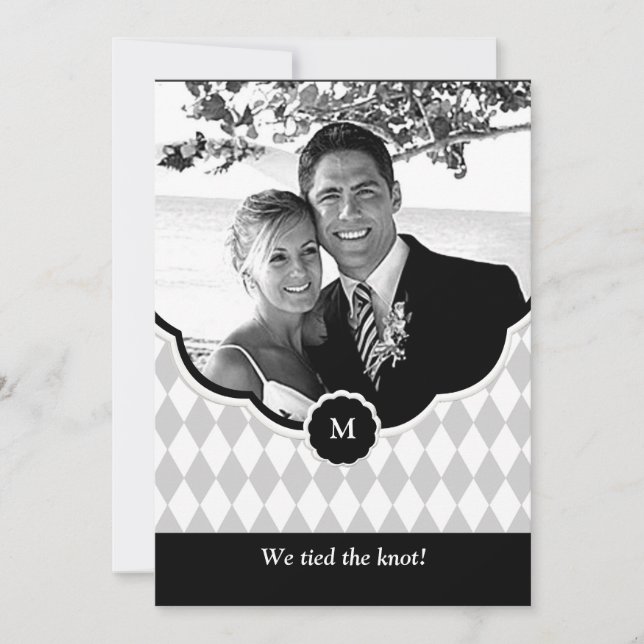 Meddelande för bröllop för diamantMonogramfoto Inbjudningar (Framsida)