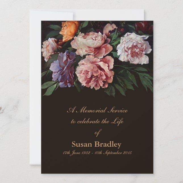 Meddelande för målning 1 för pioner blom- inbjudningar (Framsida)