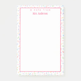 Meddelande från Anpassningsbar Lärare Namn - Cute  Post-it Block
