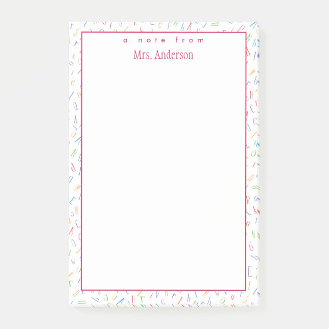 Meddelande från Anpassningsbar Lärare Namn - Cute  Post-it Block (Framsida)