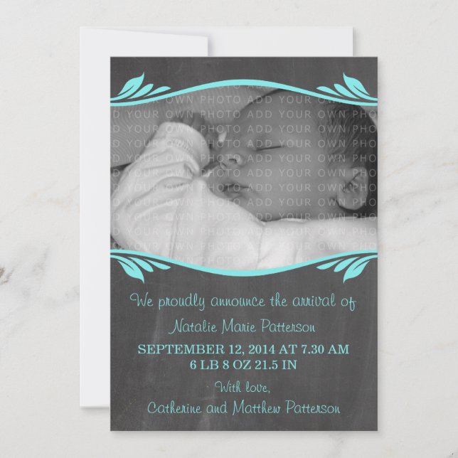 Meddelande från Aqua Elegant Chalkboard Baby (Framsida)