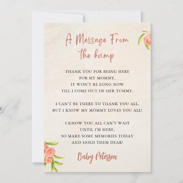 Meddelande från babyvykortet för engångsbruk inbjudningar (Framsida)