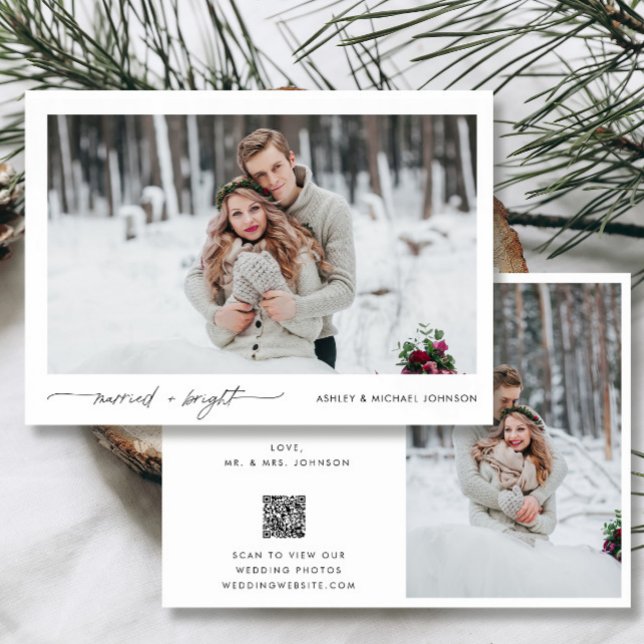 Meddelande från Bröllop om gift-QR-kod för ljusfot (Easily personlize this holiday wedding announcement with your personal message, photos and deets)