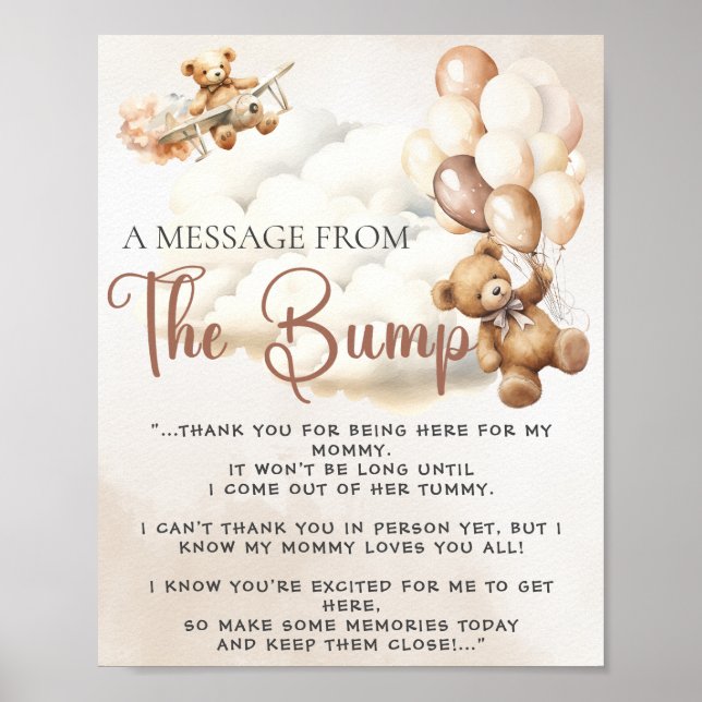 MEDDELANDE FRÅN BUMPEN Baby Shower LEK Poster (Framsidan)