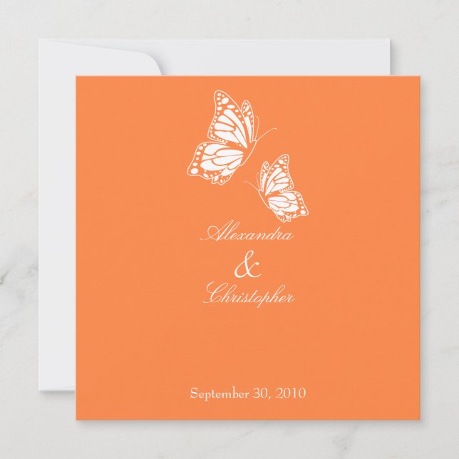 Meddelande från Butterflies Bröllop Orange Inbjudningar (Framsida)