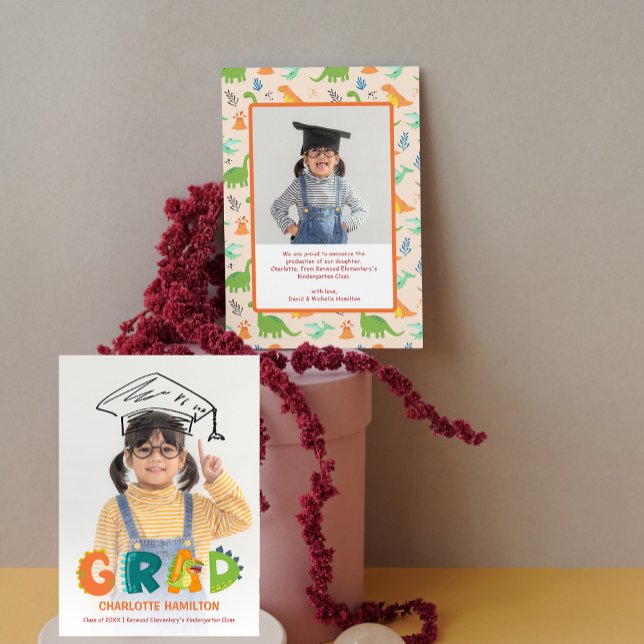 Meddelande från Cute Dinosaur Kindergarten Student Inbjudningar (Cute Dinosaur Kindergarten Graduation Announcement)