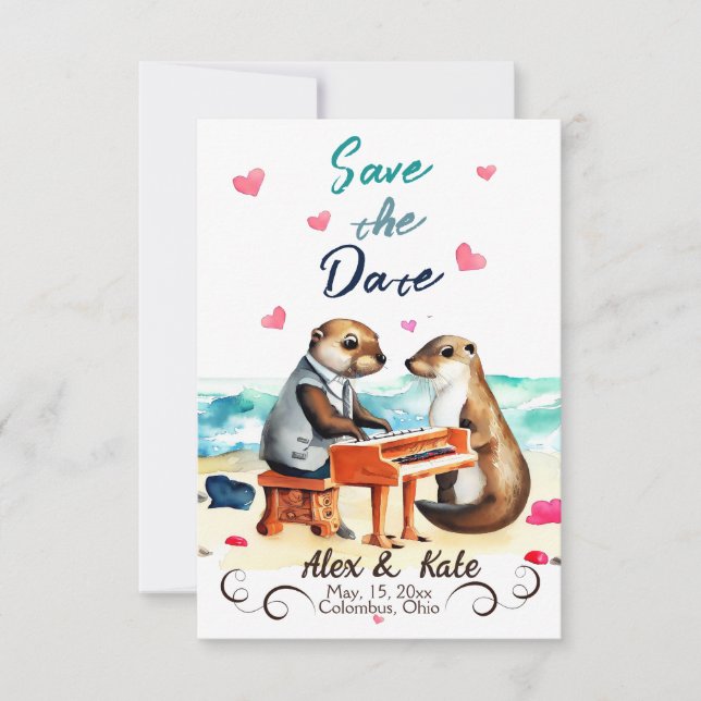 Meddelande från Cute Kärlek Otter Bröllop spara da (Framsida)