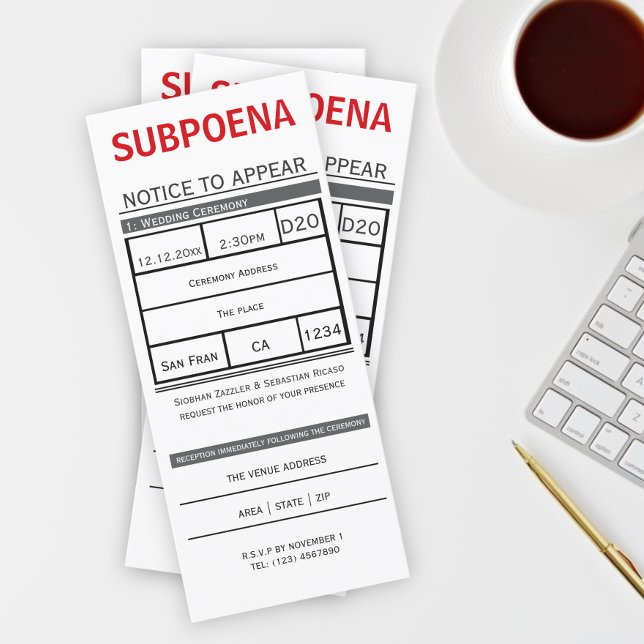 Meddelande från domstolen till Novelty Bröllop Inbjudningar (Skapare uppladdad)