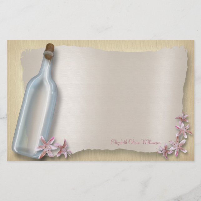 Meddelande från en Flaska ~-vågrät-mall Brevpapper (Framsida)