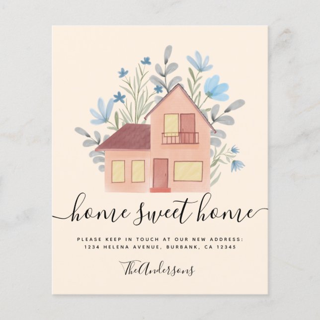 Meddelande från Flytta i papper Blommigt Flygblad (Framsidan)