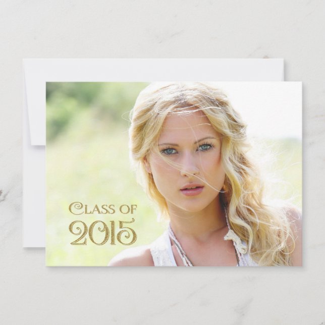 Meddelande från Girls Guld Confetti Studenten Inbjudningar (Framsida)