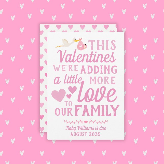 Meddelande från Graviden Alla hjärtans dagskort (Girl Pregnancy Announcement Valentines Day Card
)