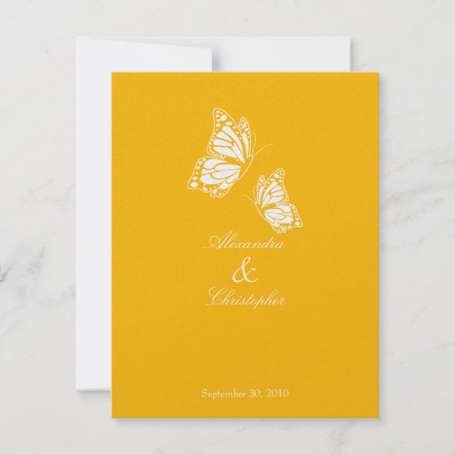 Meddelande från Gult Butterflies Bröllop Inbjudningar (Framsida)