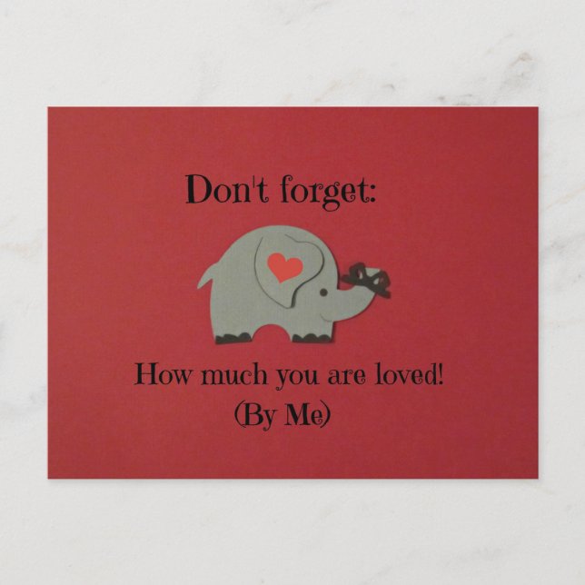 Meddelande från kärlek till någon speciell. vykort (Framsida)