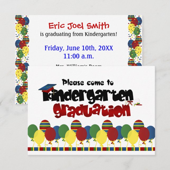 Meddelande från Kindergarten Studenten Inbjudningar (Fram/baksida)