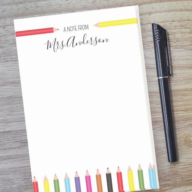 Meddelande från Lärarens regnbågspennor Post-it Block (Rainbow Note from the Teacher Appreciation Gift)