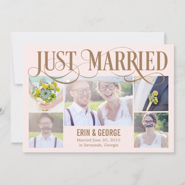 Meddelande från Ny gifta Bröllop - Rosa Inbjudningar (Framsida)