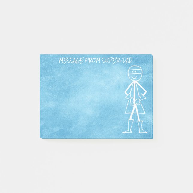 Meddelande från Pappa Far - Blå kalkbräda Post-it Block (Framsida)