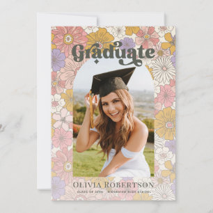 Meddelande från Retro Rosa Blommigt Arch Studenten Inbjudningar