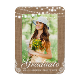 Meddelande från Rustic Burlap Ljus Snöre Studenten Magnet