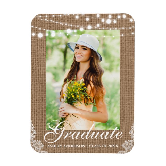 Meddelande från Rustic Burlap Ljus Snöre Studenten Magnet (Vertikal)