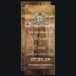 Meddelande från Rustic Land Westerna Bröllop<br><div class="desc">Jag hoppas att ni njuter av detta underbara uttalande om Rustic Land Westerna Bröllop med denna Rustic Burlap och Snöre med Barn Wood och Horseshoes på den. Du kan ändra ALLA PERSONUPPGIFTER på Bröllopsprogrammet för att tillgodose dina behov. Njut! https://www.zazzle.com/store/artzdizigns</div>