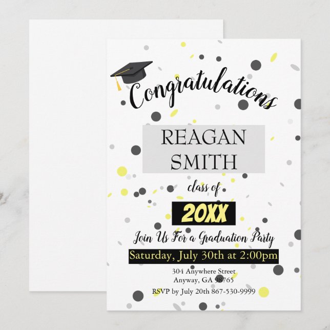 Meddelande från studenten inbjudningar (Fram/baksida)