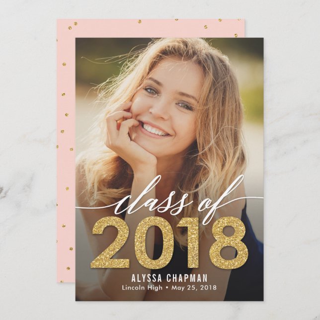 Meddelande från Studenten om mousserande år Inbjudningar (Fram/baksida)