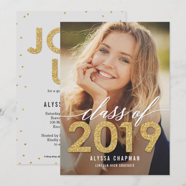 Meddelande från Studenten om mousserande år Inbjudningar (Fram/baksida)