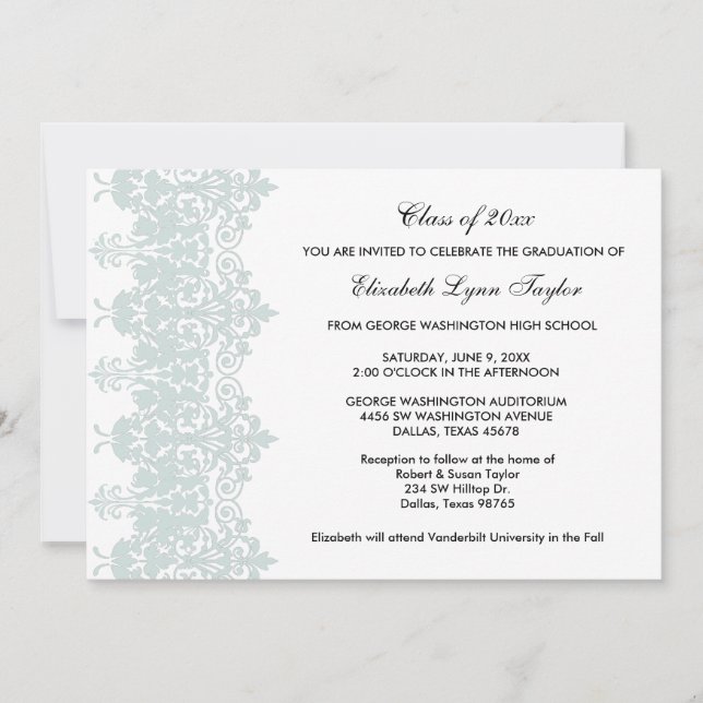 Meddelande från Teal Blue School Studenten Inbjudningar (Framsida)