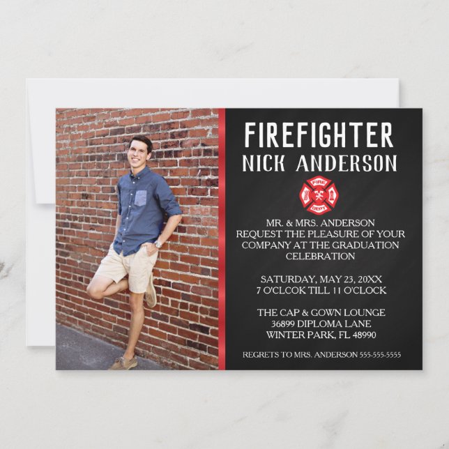 Meddelande från Trendig Firefighter School Student Inbjudningar (Framsida)